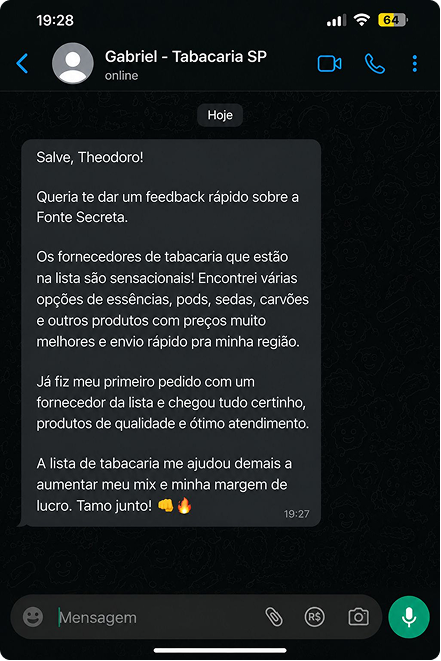 Testimonial from Gabriel, Tabacaria SP